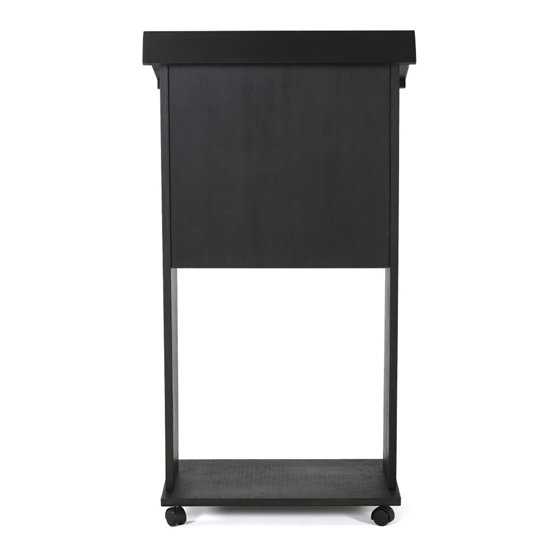 Plywood Stand Up Podium and 4 Locking Caster Wheels 45″ Height (Black)