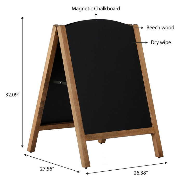 23.6″ x 30.70″ A-Frame Sidewalk Sign, Double-Sided, Chalkboard, Dark Wood Frame