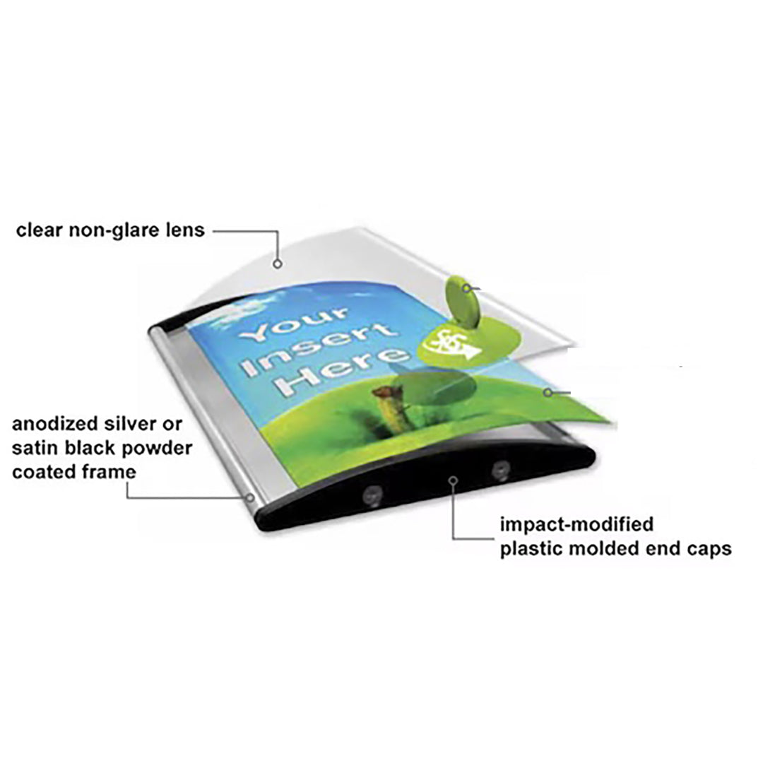 Wall Mount Sign Holder Frame - Curved Top to Bottom - 2.125"H