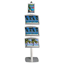 Sign Stand 8.5″ x 11″ with 3 Literature Display Shelves for 8.5"x11" Brochures - Silver