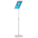 Floor Sign Stand Holder - Height Adjustable - Silver - 1″ Snap Frame 8.5×11