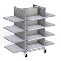 Classic Style Low Gondola Display Fixture w/Shelves - Brushed Silver