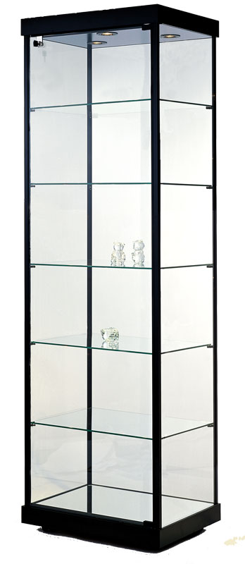 24W x 79.5H Tower Display Case, w/Mirror Back, Standard Laminate, LED  Lights